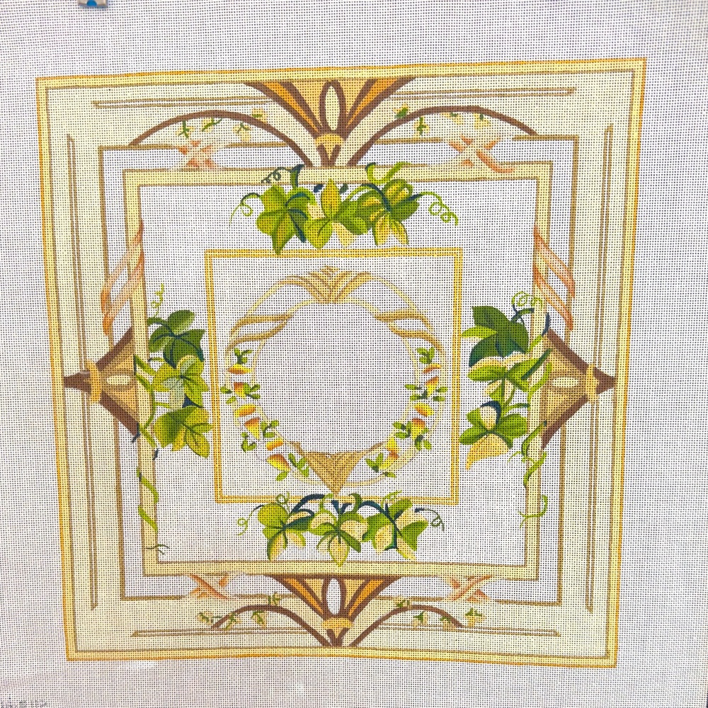 Hand-Painted “Flowers/Ivy” Needlepoint Canvas